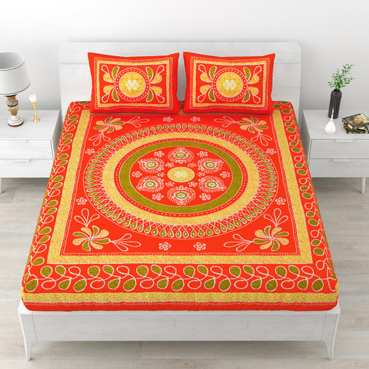 Traditional Mandala Print Cotton Double Bedsheet