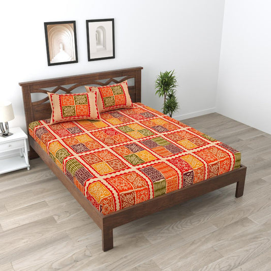 JAMG Soft Cotton Bedsheet with Pillow Covers for King Size Bed | Printed Comfortable Bedding Set | Smooth Breathable Fabric